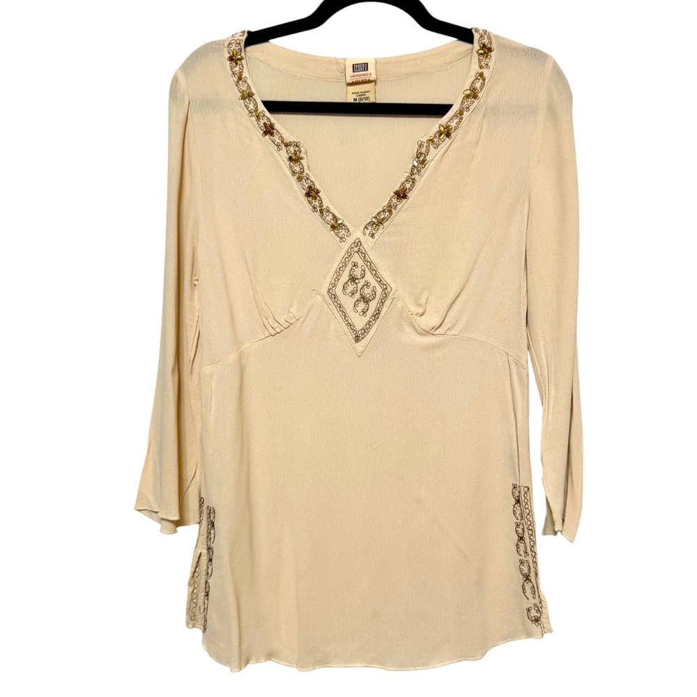 Y2K Vintage Faded Glory Embellished Fairycore Babydoll Top Womens Sz M‎ Ethereal